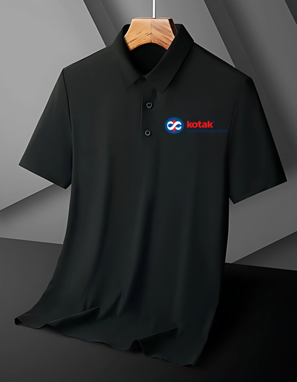 Customized Kotak Mahindra Bank Logo Polo Shirt - Premium Black Corporate Uniform Custom T-shirts | Personalize & Order Prints