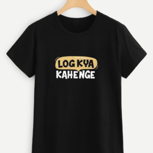🔥 Customizable "Log Kya Kahenge" Black T-Shirt – Your Style, Your Way! 🖤