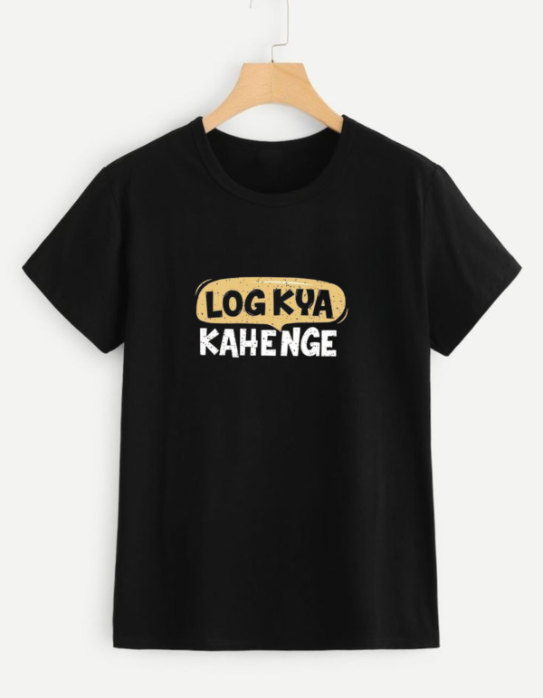 🔥 Customizable "Log Kya Kahenge" Black T-Shirt – Your Style, Your Way! 🖤