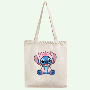🛍️ New Arrival: Cute Stitch-In-Pig Costume Tote Bag 🐷💙
