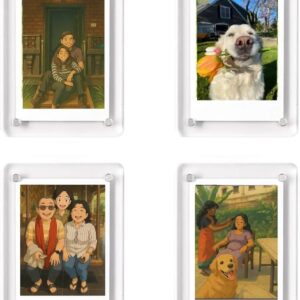 Clear Acrylic Magnetic Photo Frame – Custom Cartoon & Pet Portrait Display for Home, Office & Gifting