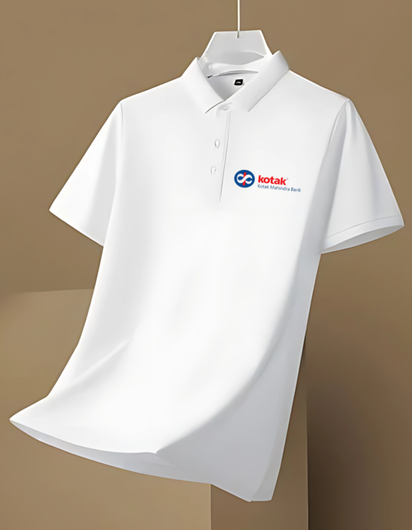 White Corporate Polo T-Shirt with Kotak Mahindra Bank Logo – Official Uniform | ML Print HUB