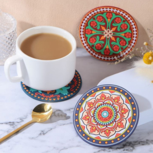 Mandala-Themed Designer Ceramic Coasters (Set of 2)