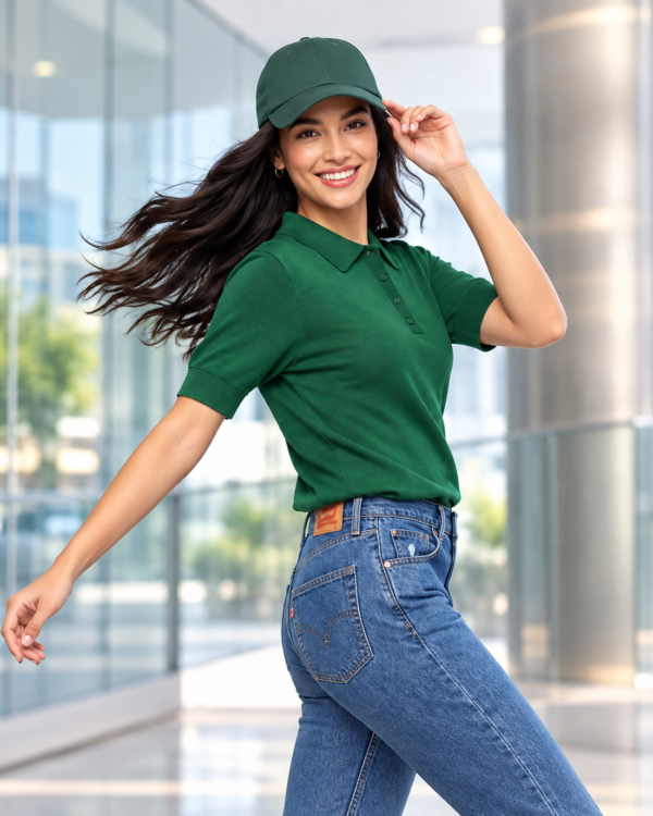 Women’s Green Polo T-Shirt | Casual Collar Neck T-Shirt for Women