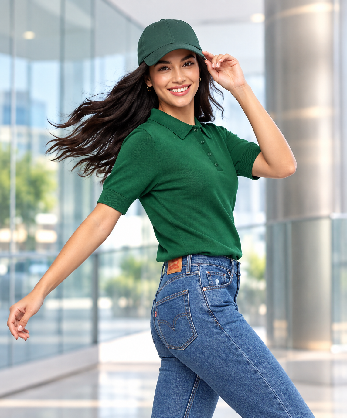 Women's Green Polo T-Shirt | Casual Collar Neck T-Shirt for Women