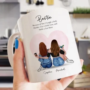personalized best friend mug | custom illustration gift for bestie | long distance friendship cup