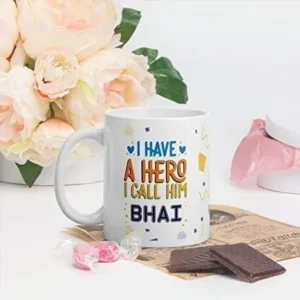 personalized bhai mug gift | "hero i call him bhai" custom name mug for brother or rakhi gift