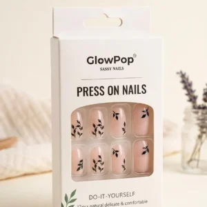 press on nails – glow pop sassy nails (12 pcs) neutral & comfortable