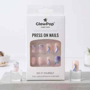press on nails – glow pop sassy nails (12 pcs) neutral & comfortable
