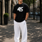 men black oversized t shirt | rohit sharma graphic back print