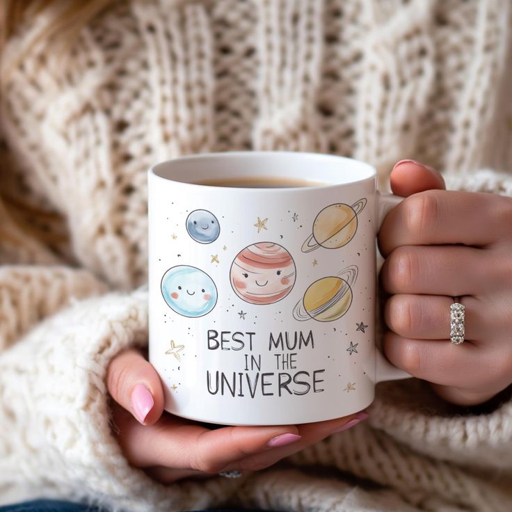 auto draft Best Mum Printed Ceramic Coffee Mug Gift for Mother with Cute Planet Design