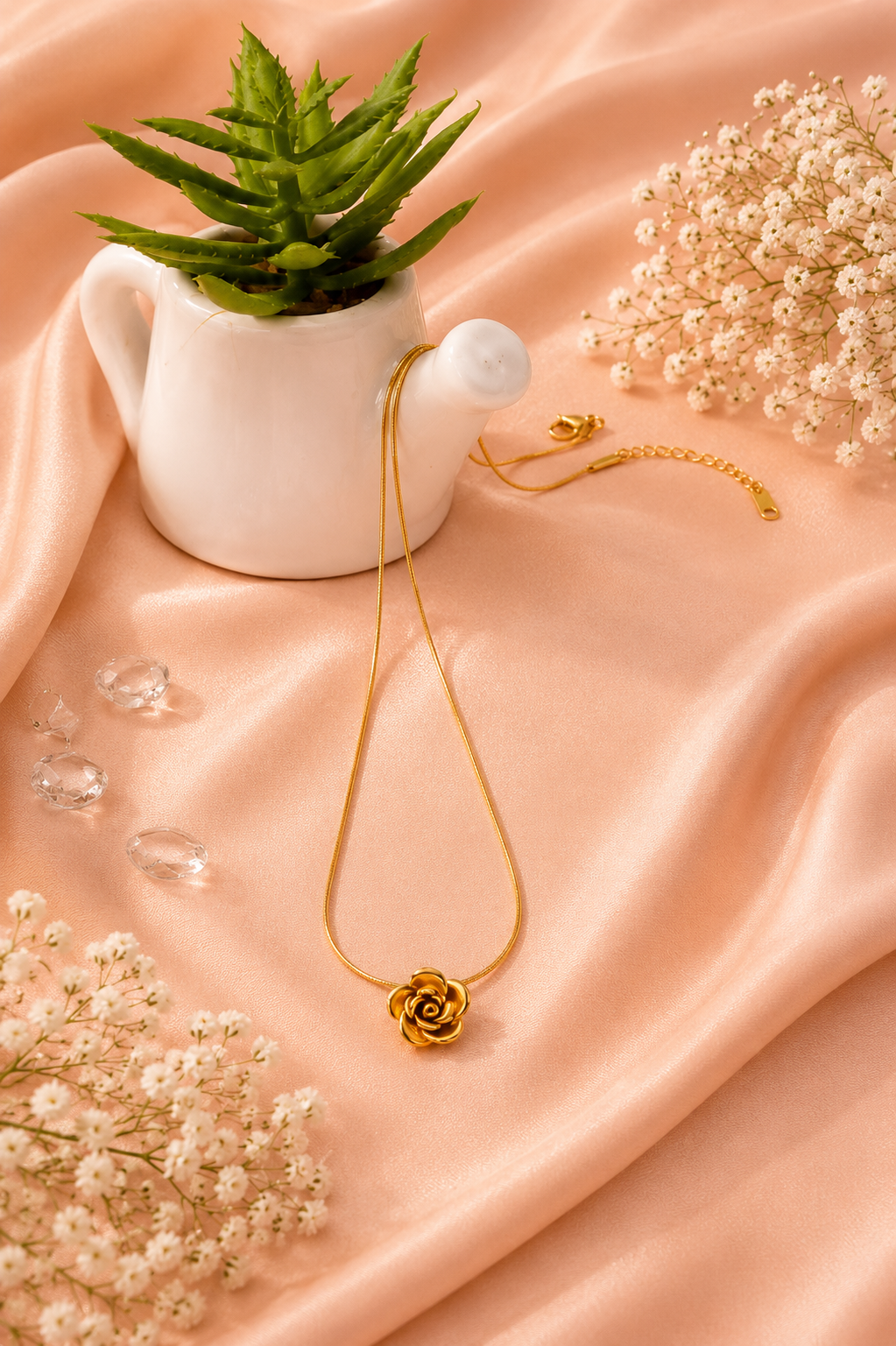 Anti Tarnish Rose Flower Necklace