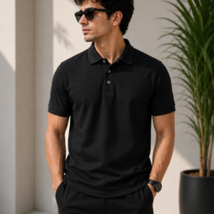 plain black polo t shirt for men