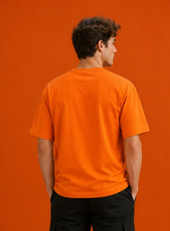 Orange Oversized Drop Shoulder T-Shirt for Men & Women | 210 GSM Cotton Terry Loopknit