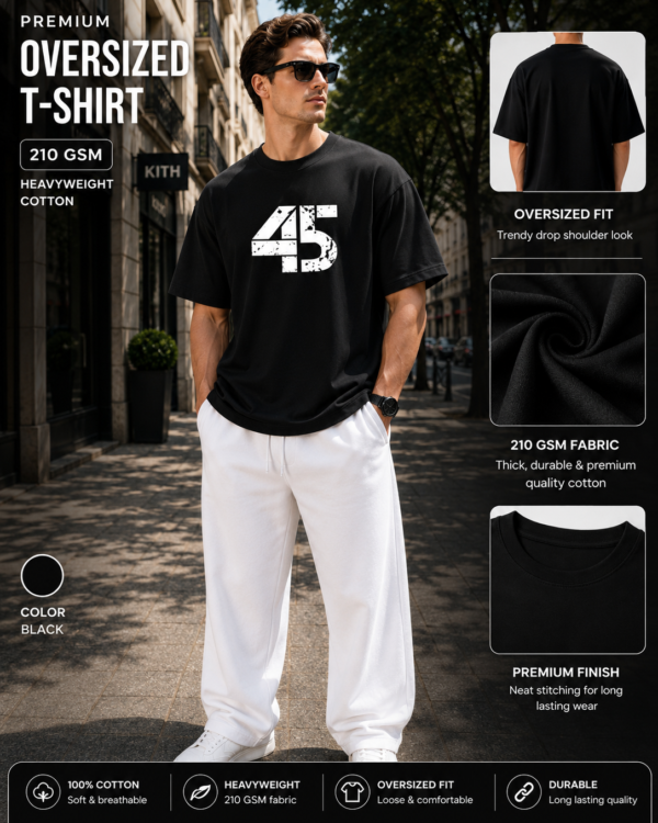men black oversized t shirt | rohit sharma graphic back print