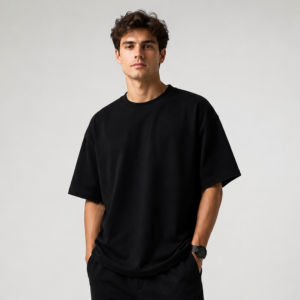 premium oversized black t shirt 210 gsm | heavyweight cotton loose fit streetwear