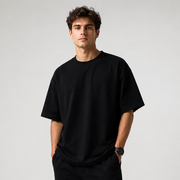 premium oversized black t shirt 210 gsm | heavyweight cotton loose fit streetwear