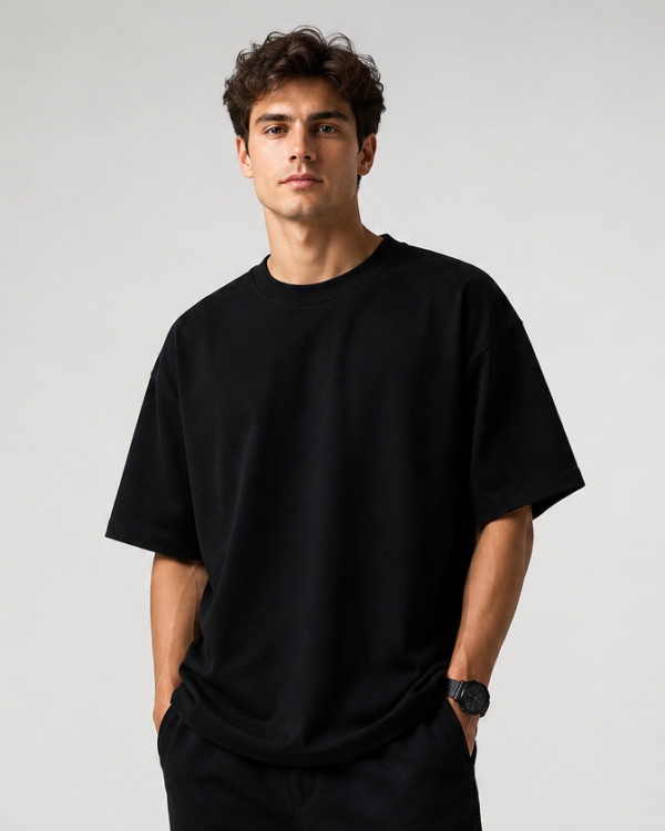 premium oversized black t shirt 210 gsm | heavyweight cotton loose fit streetwear