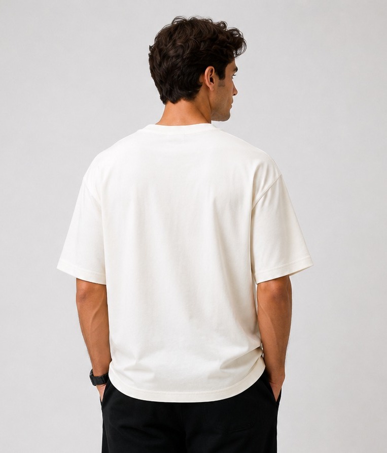 Off White Oversized Drop Shoulder T-Shirt for Men & Women | 210 GSM Cotton Terry Loopknit