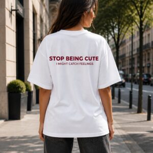 cute warning printed t shirt