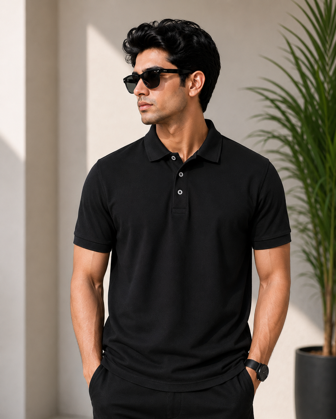 Classic Black Polo T-Shirt for Men | Premium Cotton Polo