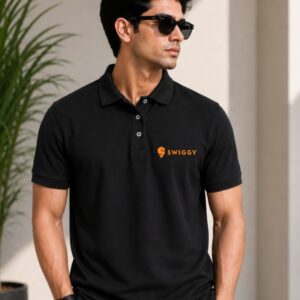 custom logo black polo t shirt
