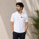 custom logo white polo t shirt