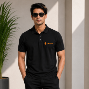 custom logo black polo t shirt