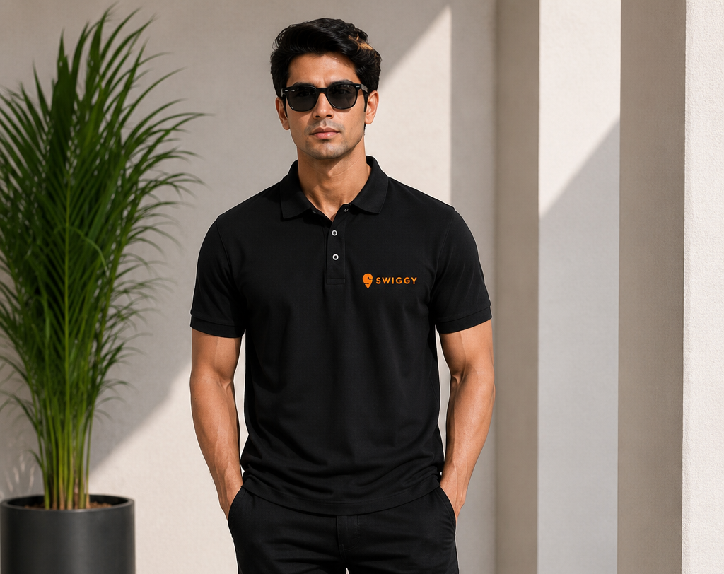 custom logo black polo t shirt