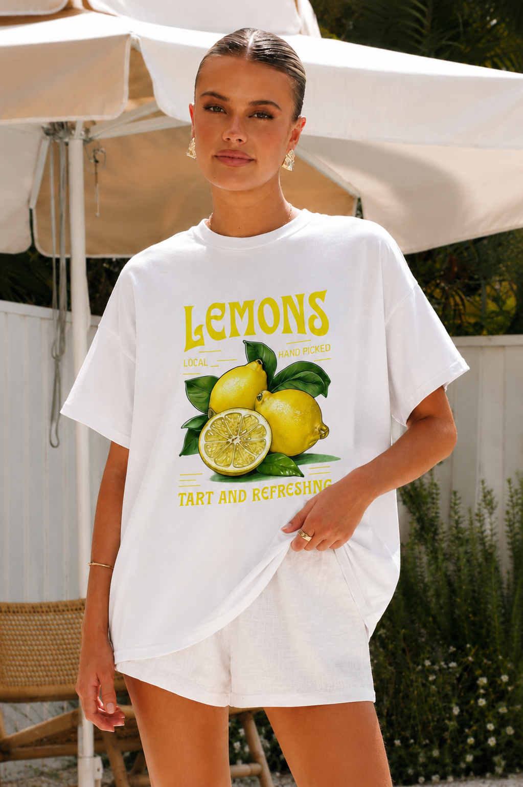 women’s oversized t shirt – lemon fresh graphic print