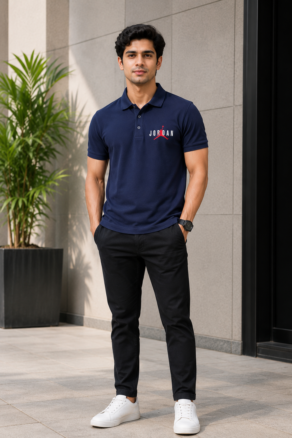 premium navy blue polo t shirt