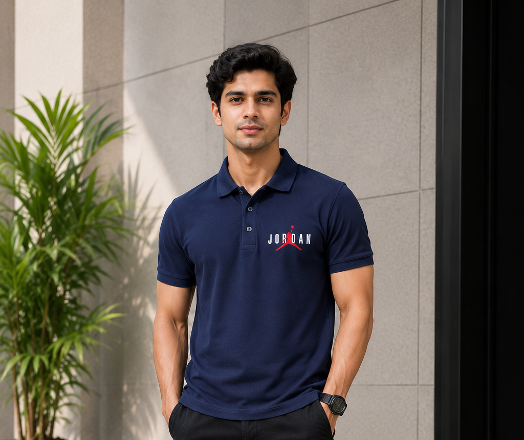 premium navy blue polo t shirt
