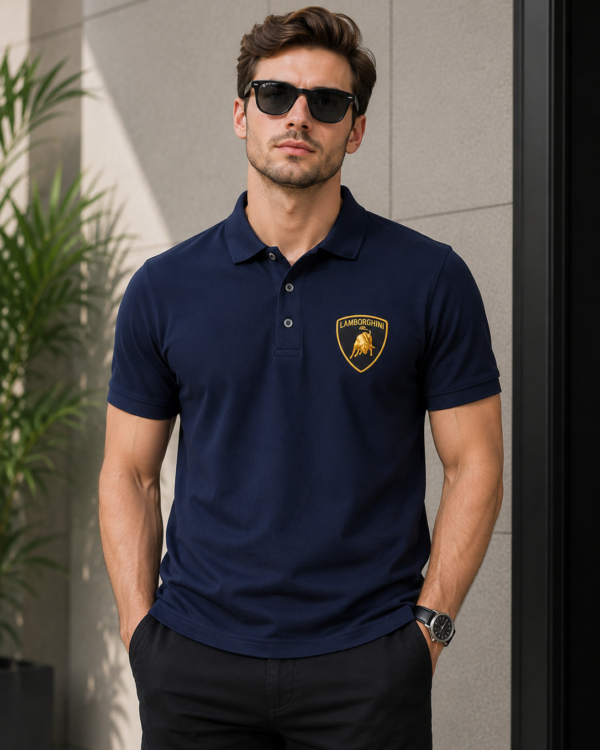custompremium navy blue polo t shirt