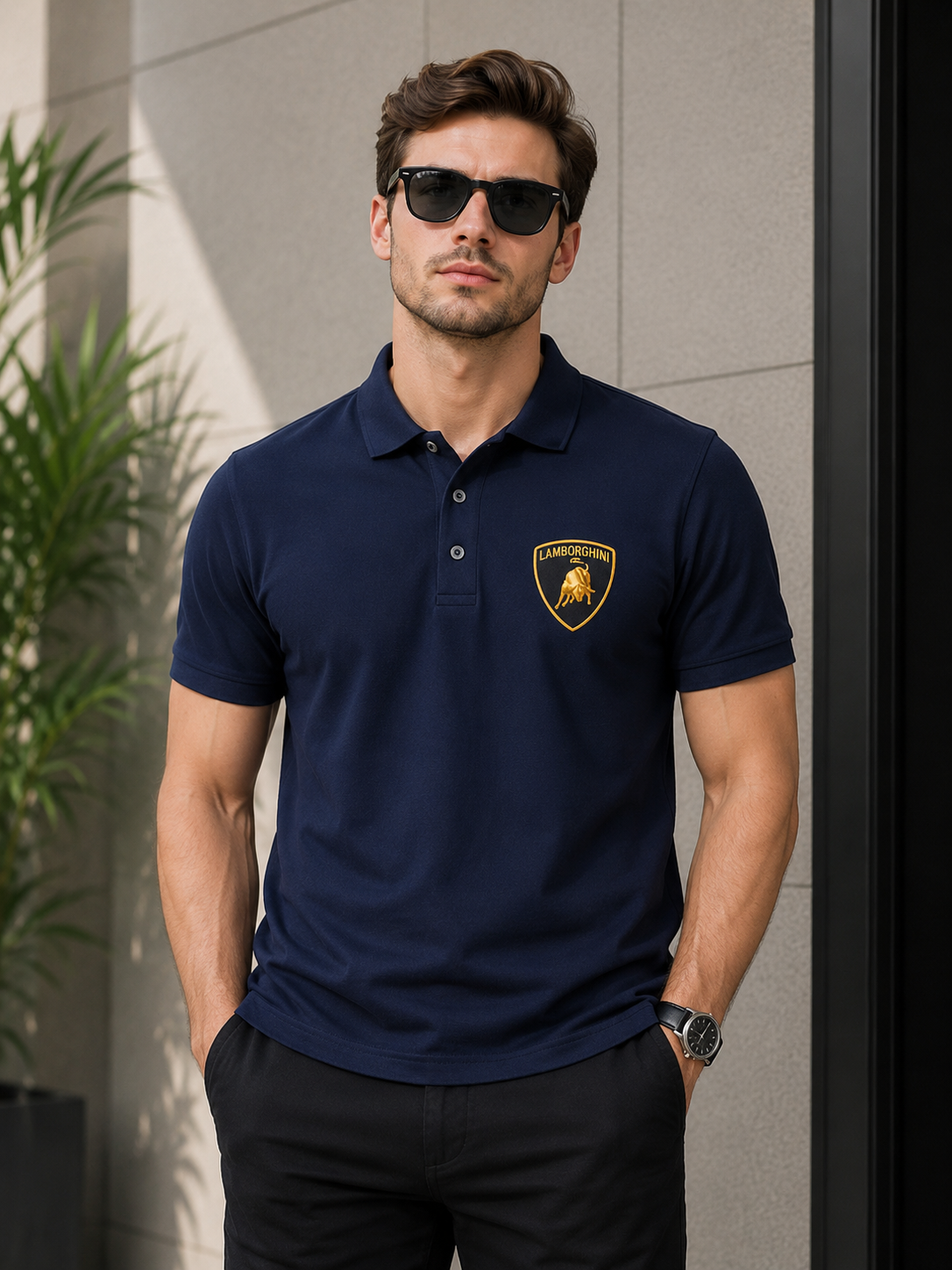 custompremium navy blue polo t shirt