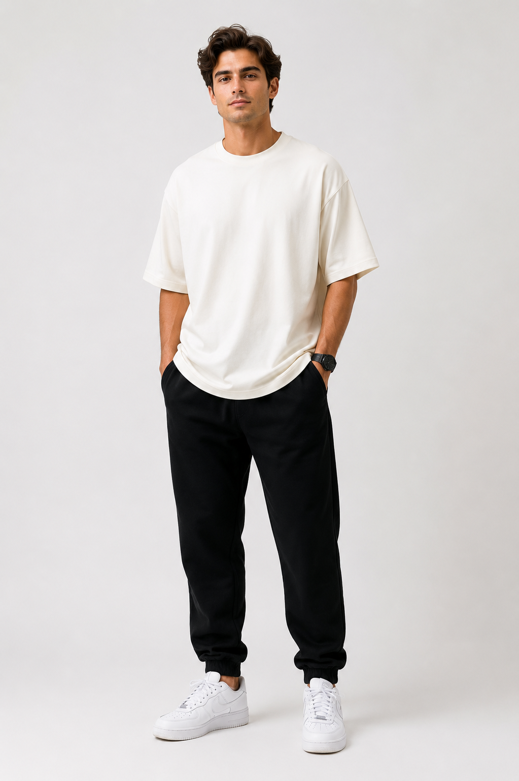 Off White Oversized Drop Shoulder T-Shirt for Men & Women | 210 GSM Cotton Terry Loopknit