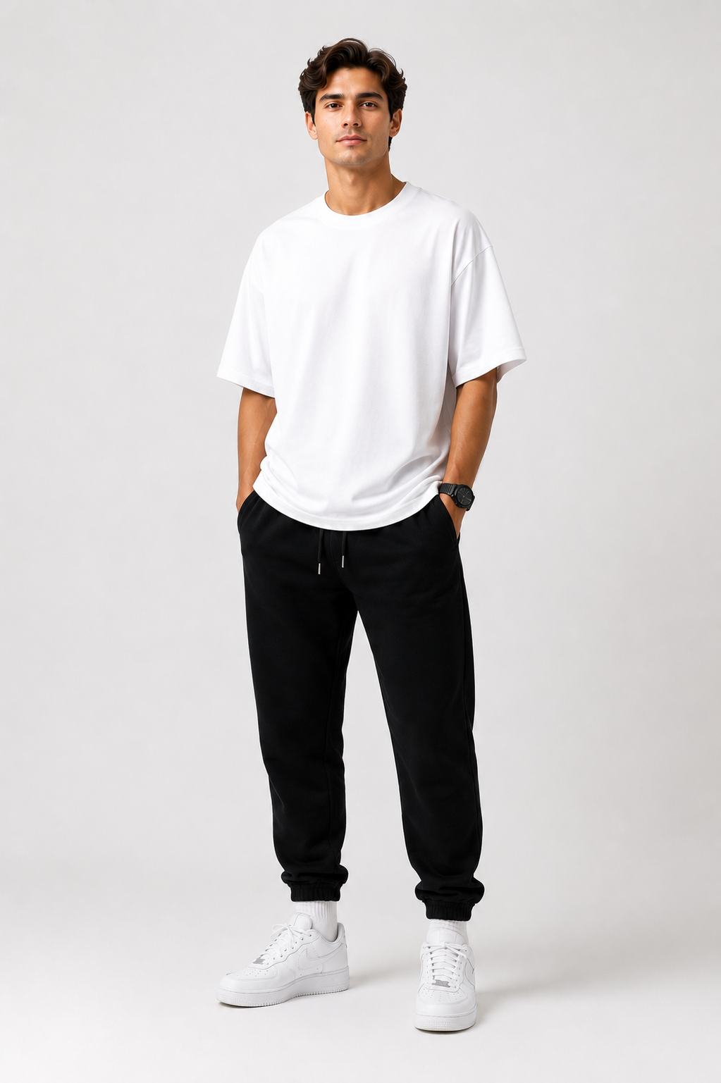 White Oversized Drop Shoulder T-Shirt for Men & Women | 210 GSM Cotton Terry Loopknit