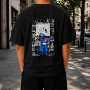 Men black oversized t shirt with Rohit Sharma inspired back print design