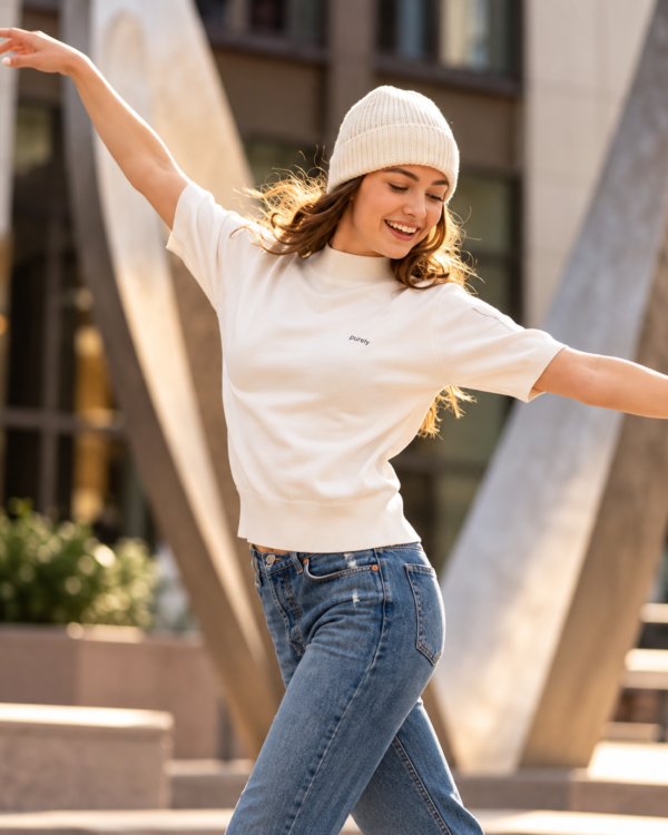 Women White Half Sleeve Top | High Neck Casual Top