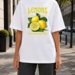 lemons graphic oversized t shirt for women | aesthetic lemon printed tee