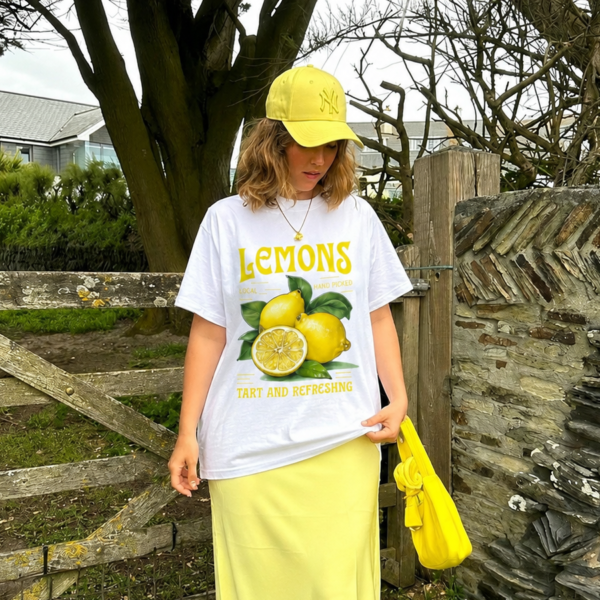women’s oversized t shirt – lemon fresh graphic print