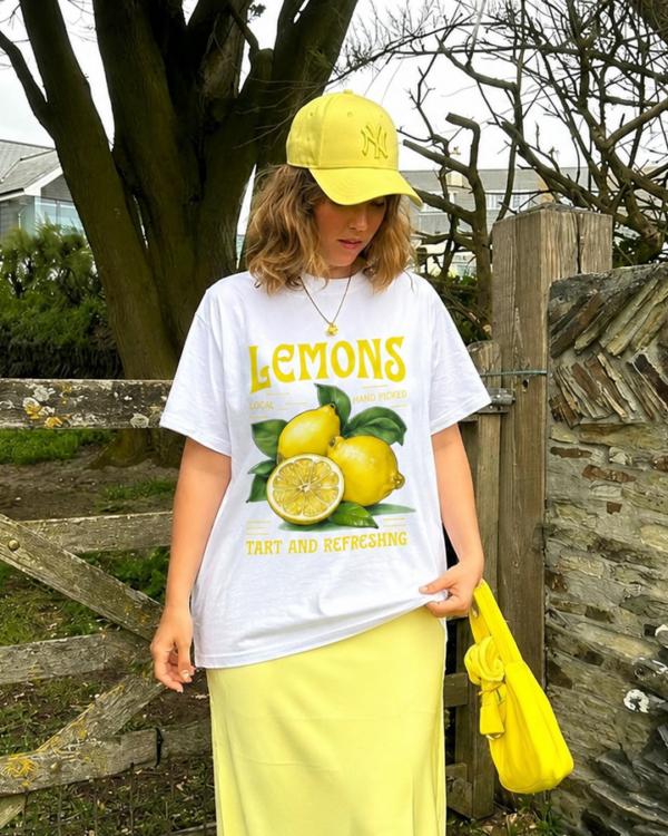 women’s oversized t shirt – lemon fresh graphic print