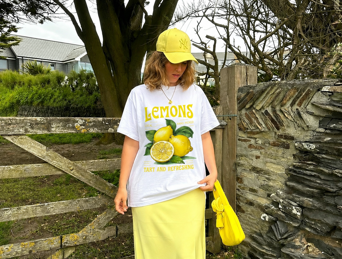 women’s oversized t shirt – lemon fresh graphic print