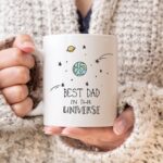 Best Dad printed ceramic coffee mug gift for father with universe theme design