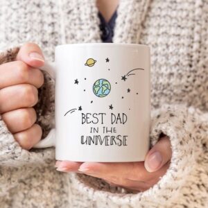 Best Dad printed ceramic coffee mug gift for father with universe theme design