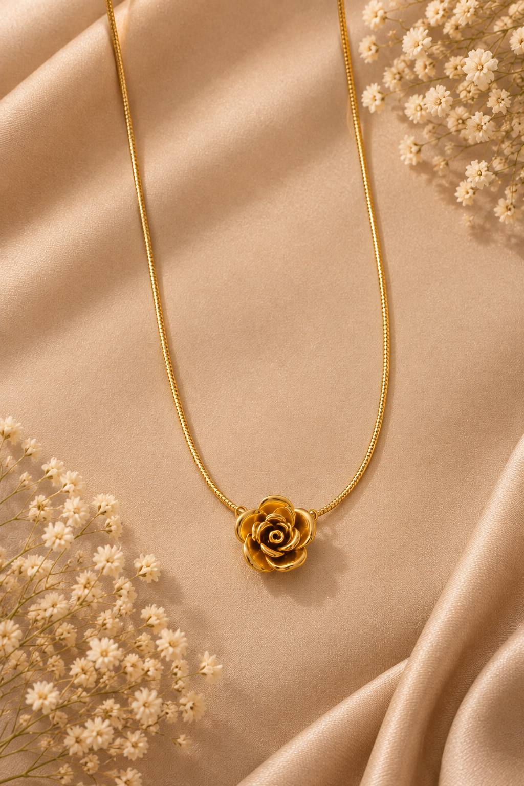 Anti Tarnish Rose Flower Necklace