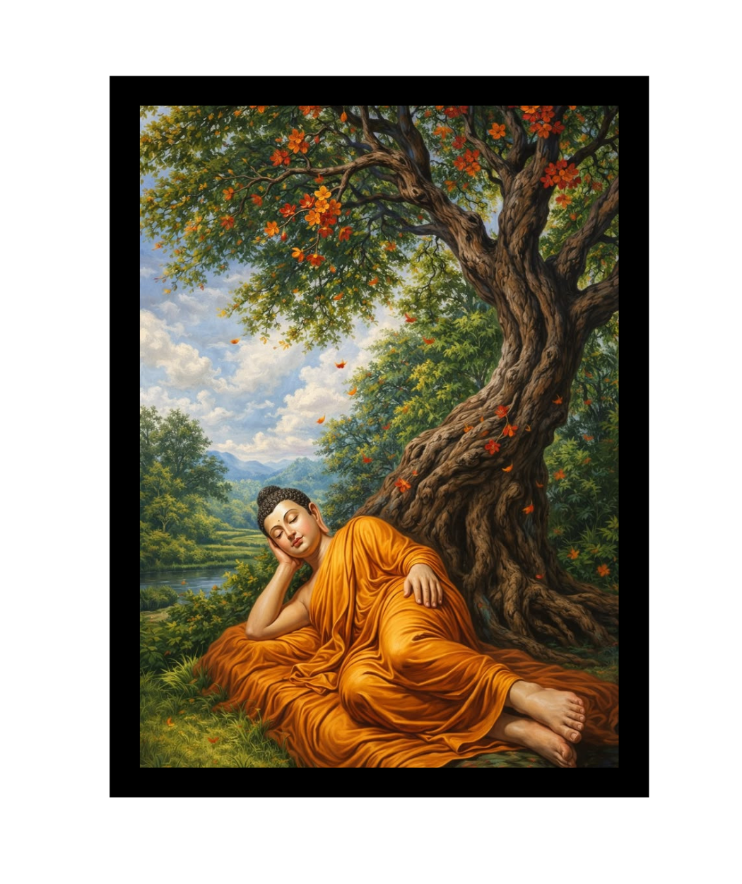 Buddha Wall Painting Frame | Spiritual Canvas Art for Home Decor