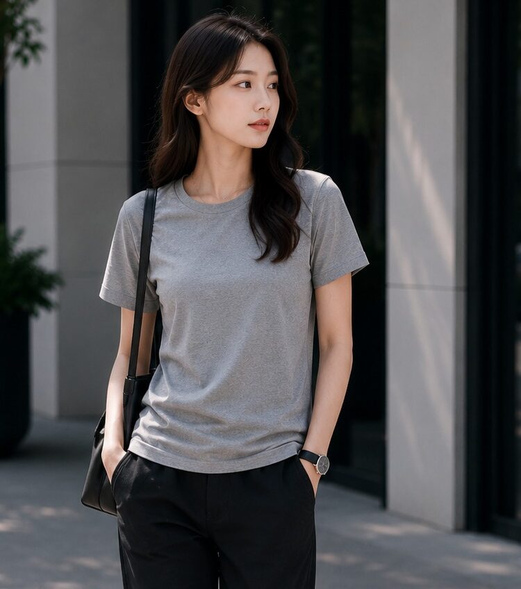 Grey T Shirt for Women | Plain Solid Casual Cotton Regular Fit Tee