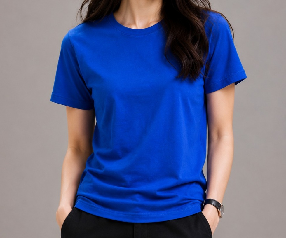 Royal Blue T Shirt for Women | Plain Solid Cotton Casual Regular Fit T-Shirt