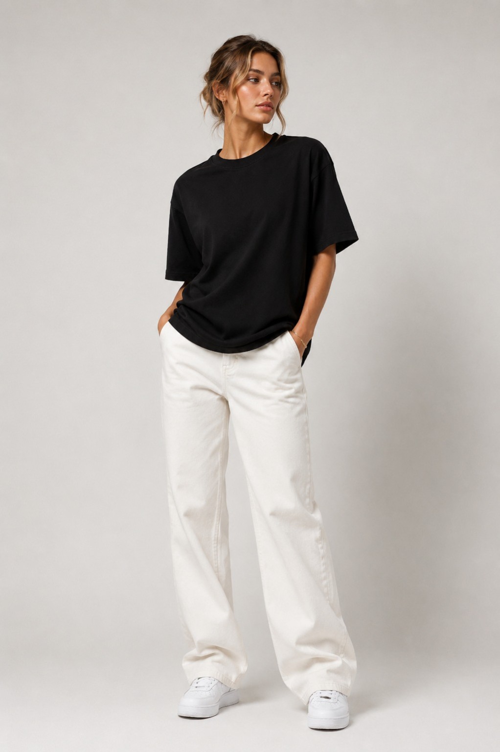 Black Oversized T Shirt for Women | Premium Cotton Loose Fit Half Sleeve Casual Basic Tee
