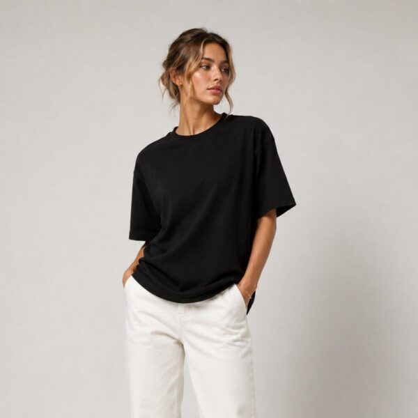 Black Oversized T Shirt for Women | Premium Cotton Loose Fit Half Sleeve Casual Basic Tee